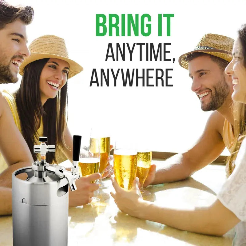 Nutrichef 0.13 Cubic Feet Chrome Outdoor Single Tap Mini Keg Countertop Kegerator with Adjustable Temperature | Fridge.com