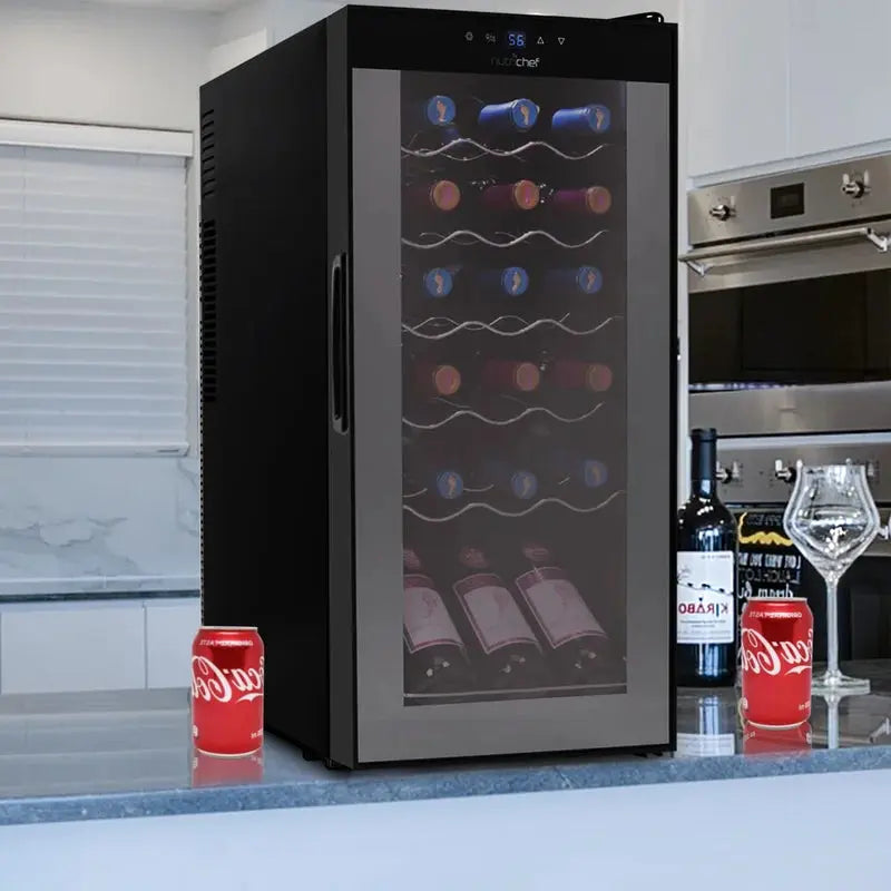 Nutrichef 13.06'' 18 Bottle Single Zone Freestanding Wine Refrigerator | Fridge.com