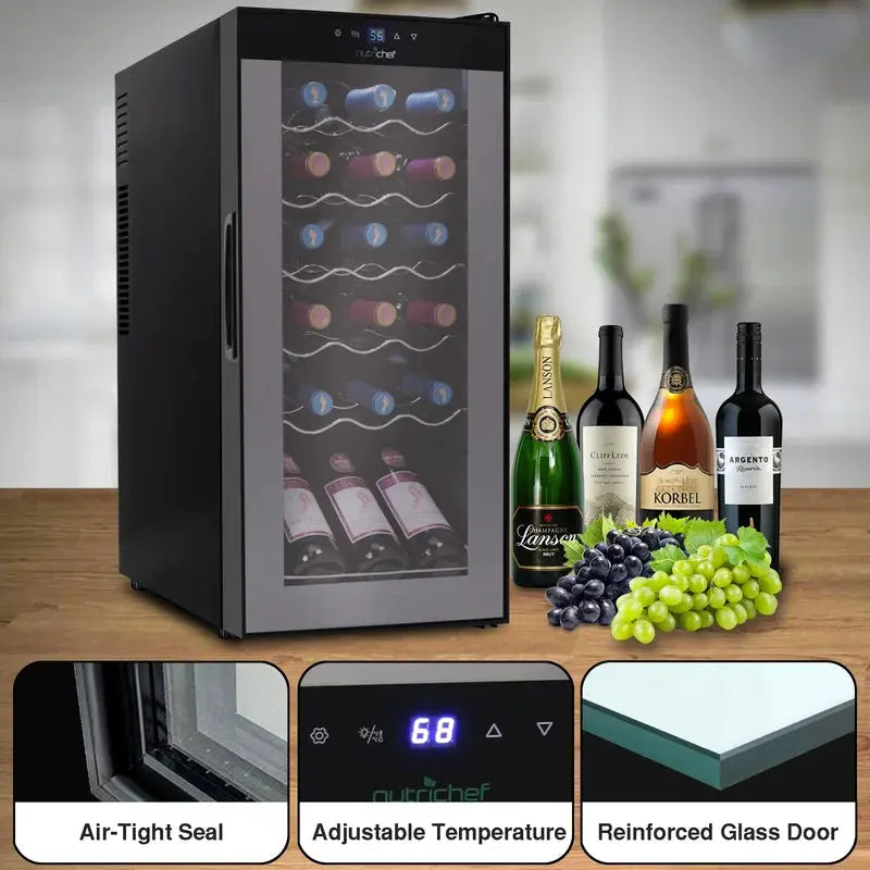 Nutrichef 13.06'' 18 Bottle Single Zone Freestanding Wine Refrigerator | Fridge.com