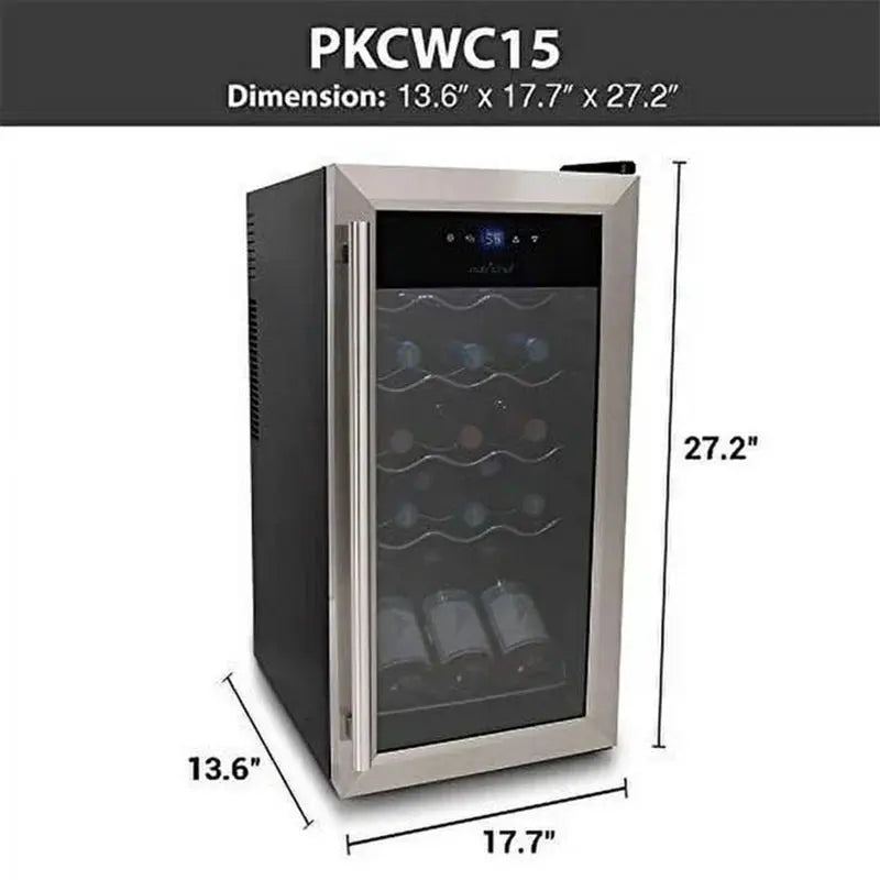 Nutrichef 13.6'' 15 Bottle Single Zone Freestanding | Fridge.com