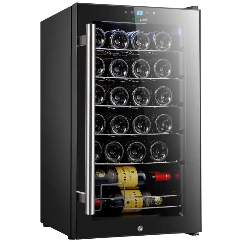 Nutrichef 16.93'' 24 Bottle Single Zone Freestanding Wine Refrigerator | Fridge.com