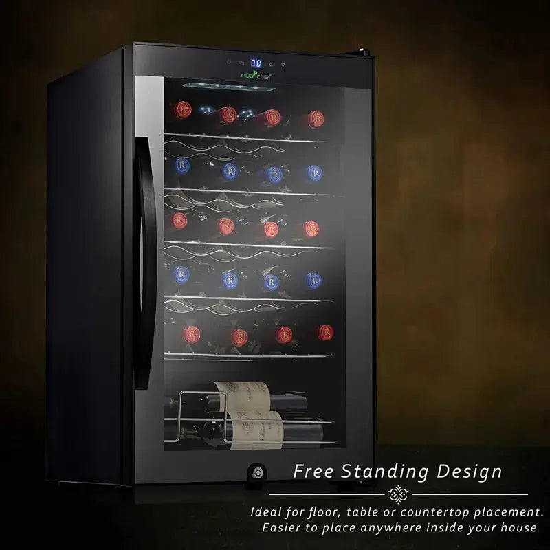 Nutrichef 16.93'' 24 Bottle Single Zone Freestanding Wine Refrigerator | Fridge.com