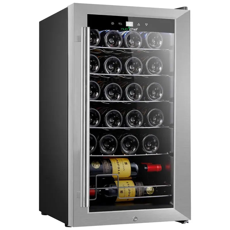 Nutrichef 16.93'' 24 Bottle and Can Single Zone Freestanding Wine & Beverage Refrigerator | Fridge.com