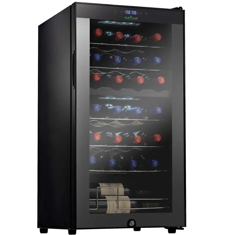 Nutrichef 16.93'' 28 Bottle Dual Zone Freestanding Wine Refrigerator | Fridge.com