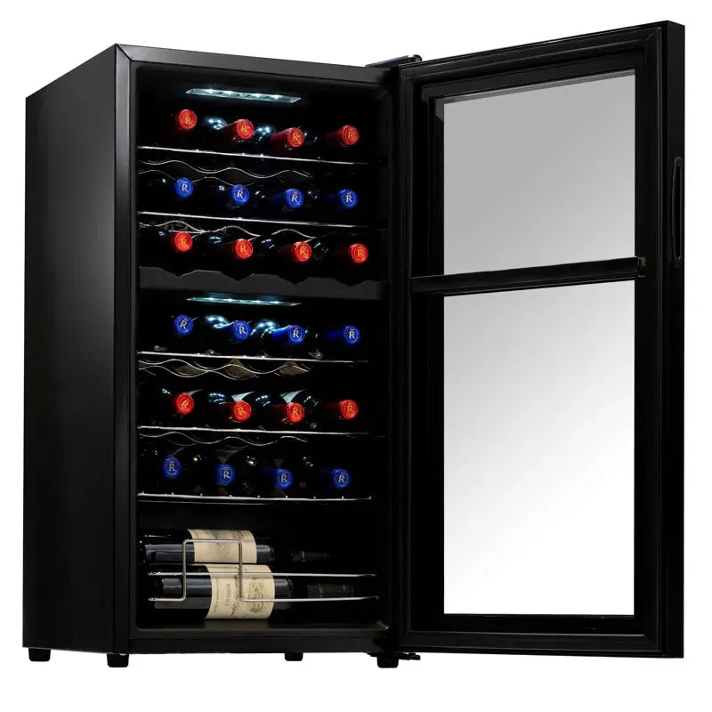 Nutrichef 16.93'' 28 Bottle Dual Zone Freestanding Wine Refrigerator | Fridge.com