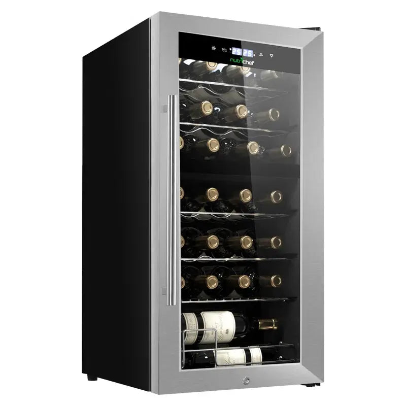 Nutrichef 16.93'' 28 Bottle and Can Dual Zone Freestanding Wine & Beverage Refrigerator | Fridge.com