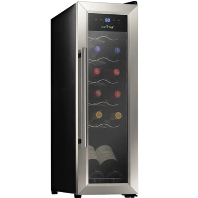 Nutrichef 17.72'' 12 Bottle Single Zone Freestanding Wine Refrigerator | Fridge.com