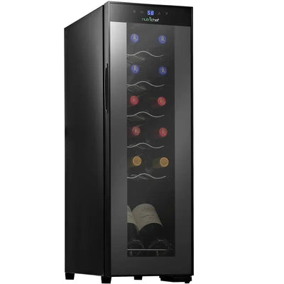 Nutrichef 17.72'' 12 Bottle Single Zone Freestanding Wine Refrigerator | Fridge.com