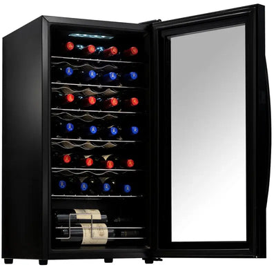 Nutrichef 17.72'' 28 Bottle Single Zone Freestanding Wine Refrigerator | Fridge.com