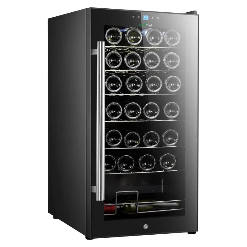 Nutrichef 17.72'' 28 Bottle Single Zone Freestanding Wine Refrigerator | Fridge.com