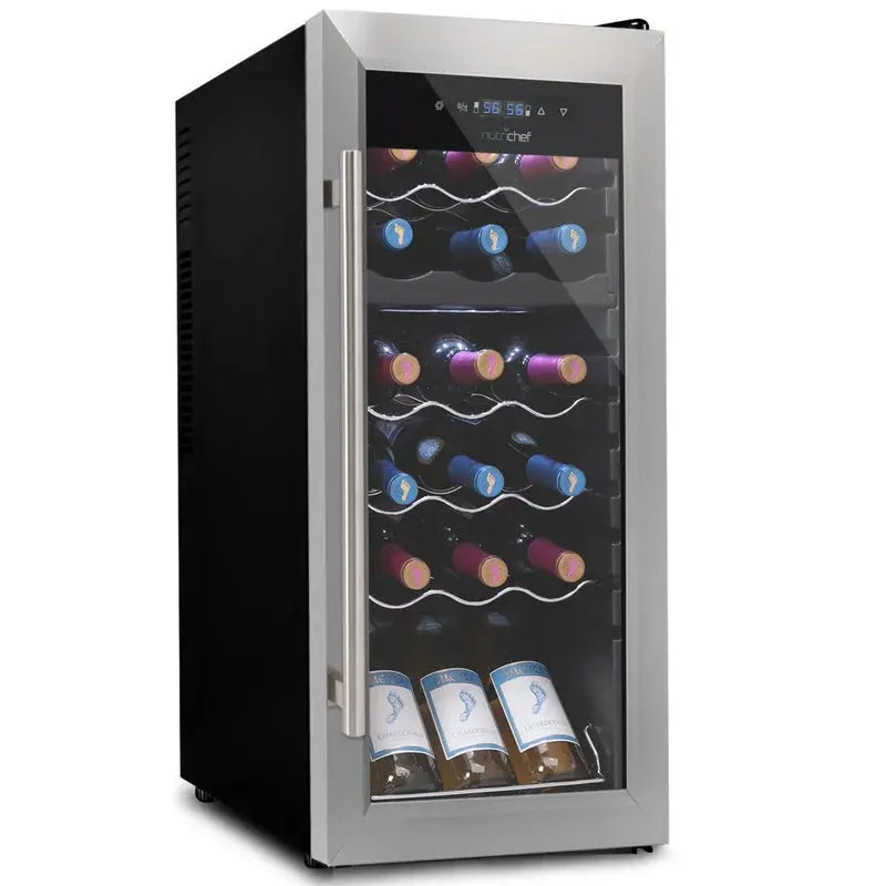 Nutrichef 18.9'' 18 Bottle Dual Zone Freestanding Wine Refrigerator | Fridge.com