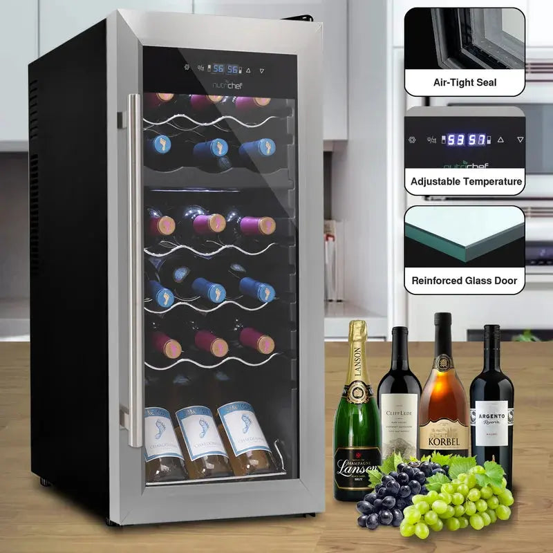 Nutrichef 18.9'' 18 Bottle Dual Zone Freestanding Wine Refrigerator | Fridge.com