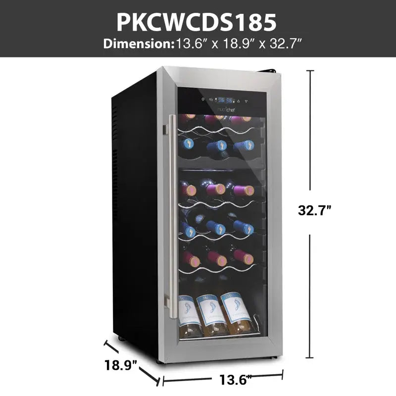 Nutrichef 18.9'' 18 Bottle Dual Zone Freestanding Wine Refrigerator | Fridge.com