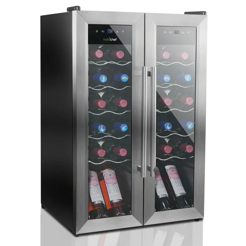 Nutrichef 19.29'' 24 Bottle Dual Zone Freestanding | Fridge.com