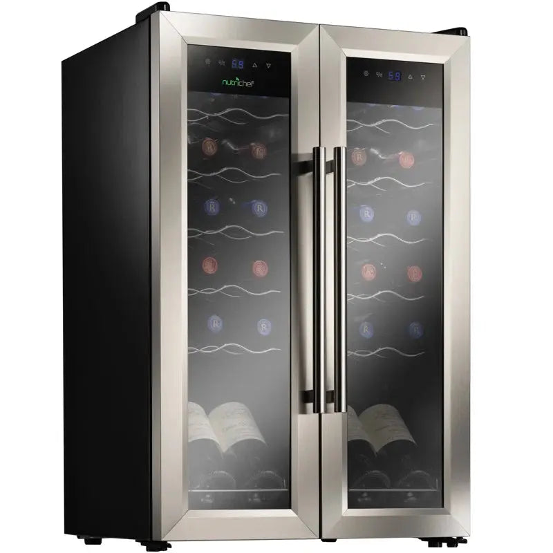 Nutrichef 19.29'' 24 Bottle Dual Zone Freestanding | Fridge.com