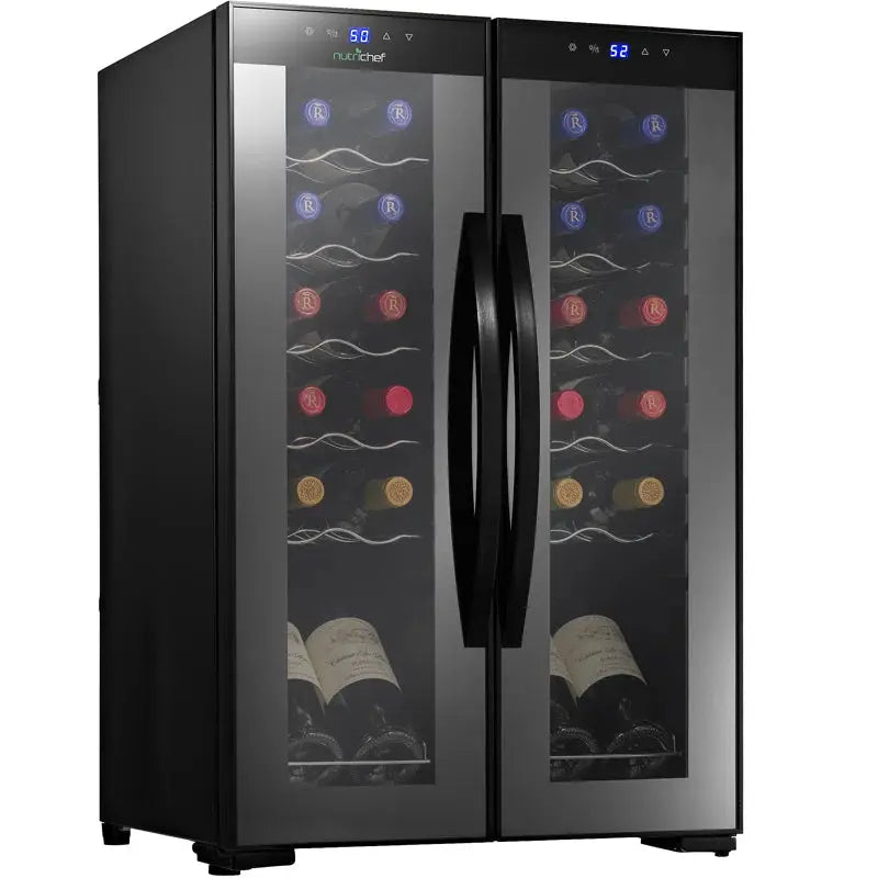 Nutrichef 19.29'' 24 Bottle Dual Zone Freestanding Wine Refrigerator | Fridge.com