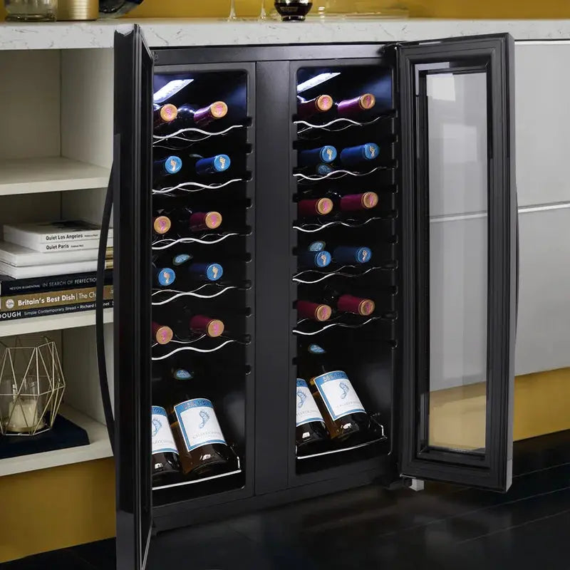 Nutrichef 19.29'' 24 Bottle Dual Zone Freestanding Wine Refrigerator | Fridge.com