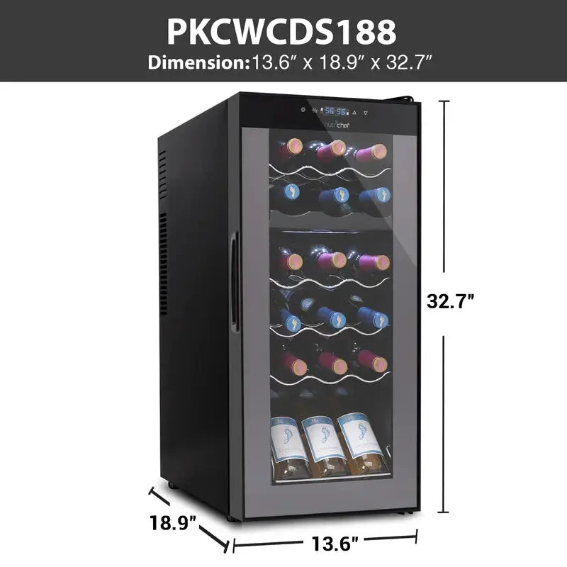 Nutrichef 19.3'' 18 Bottle Dual Zone Wine Refrigerator | Fridge.com