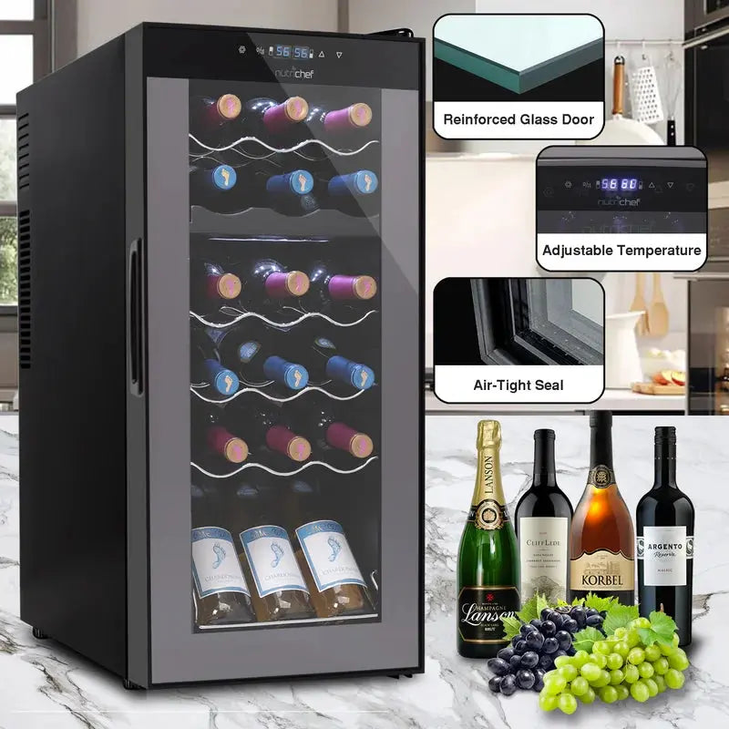 Nutrichef 19.3'' 18 Bottle Dual Zone Wine Refrigerator | Fridge.com