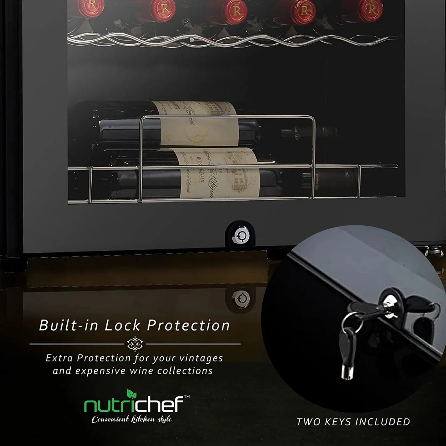 Nutrichef 33 Bottle Dual-Zone Refrigerator PKCWCDS335 | Fridge.com