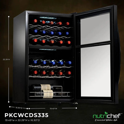 Nutrichef 33 Bottle Dual-Zone Refrigerator PKCWCDS335 | Fridge.com