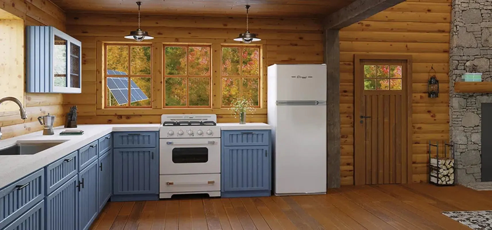 Off-Grid Classic Retro 27.4" Solar Powered DC 14 Cu. Ft. Top Freezer Refrigerator | Fridge.com