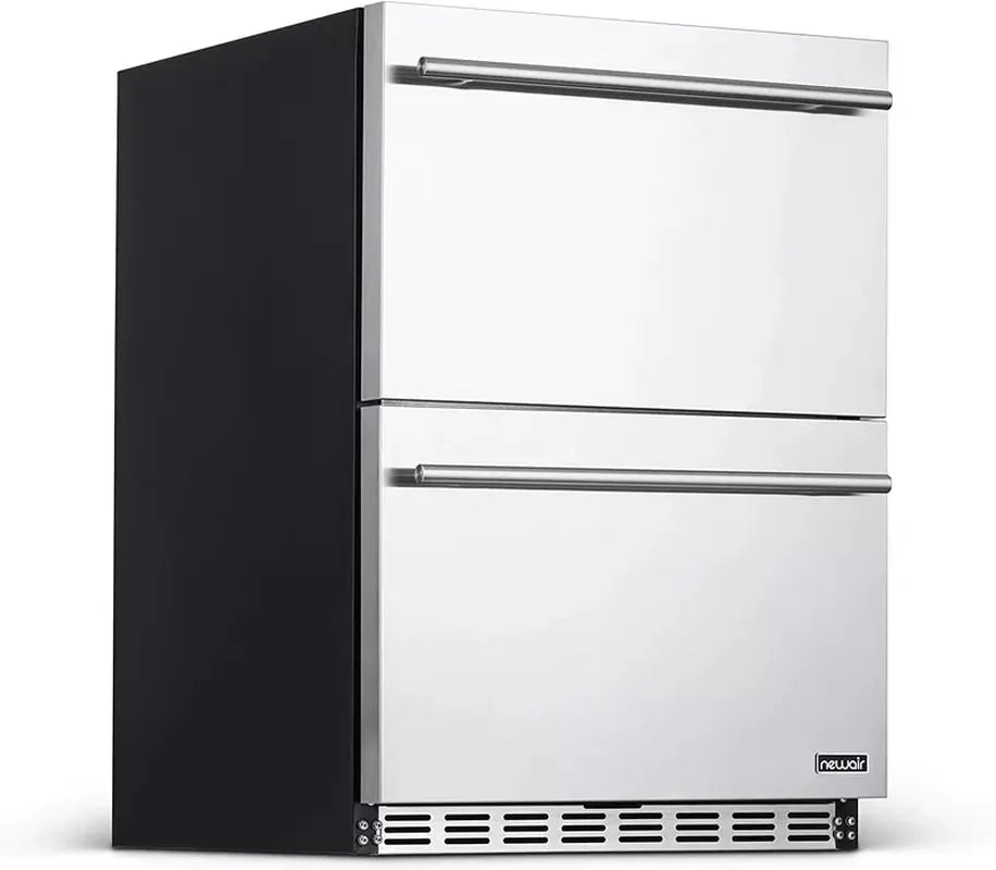 Newair 24" Built-In 20 Bottle and 80 Can Dual Drawer Indoor/Outdoor Wine and Beverage Fridge | Fridge.com