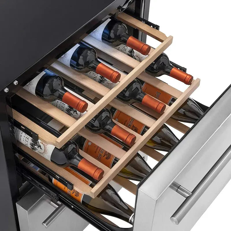 Newair 24" Built-In 20 Bottle and 80 Can Dual Drawer Indoor/Outdoor Wine and Beverage Fridge | Fridge.com