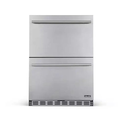 24 In. 20-Bottle and 80-Can Built-In Dual Drawer Indoor/Outdoor Wine and Beverage Fridge in Weatherproof Stainless Steel | Fridge.com