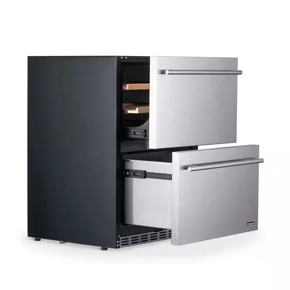 24 In. 20-Bottle and 80-Can Built-In Dual Drawer Indoor/Outdoor Wine and Beverage Fridge in Weatherproof Stainless Steel | Fridge.com