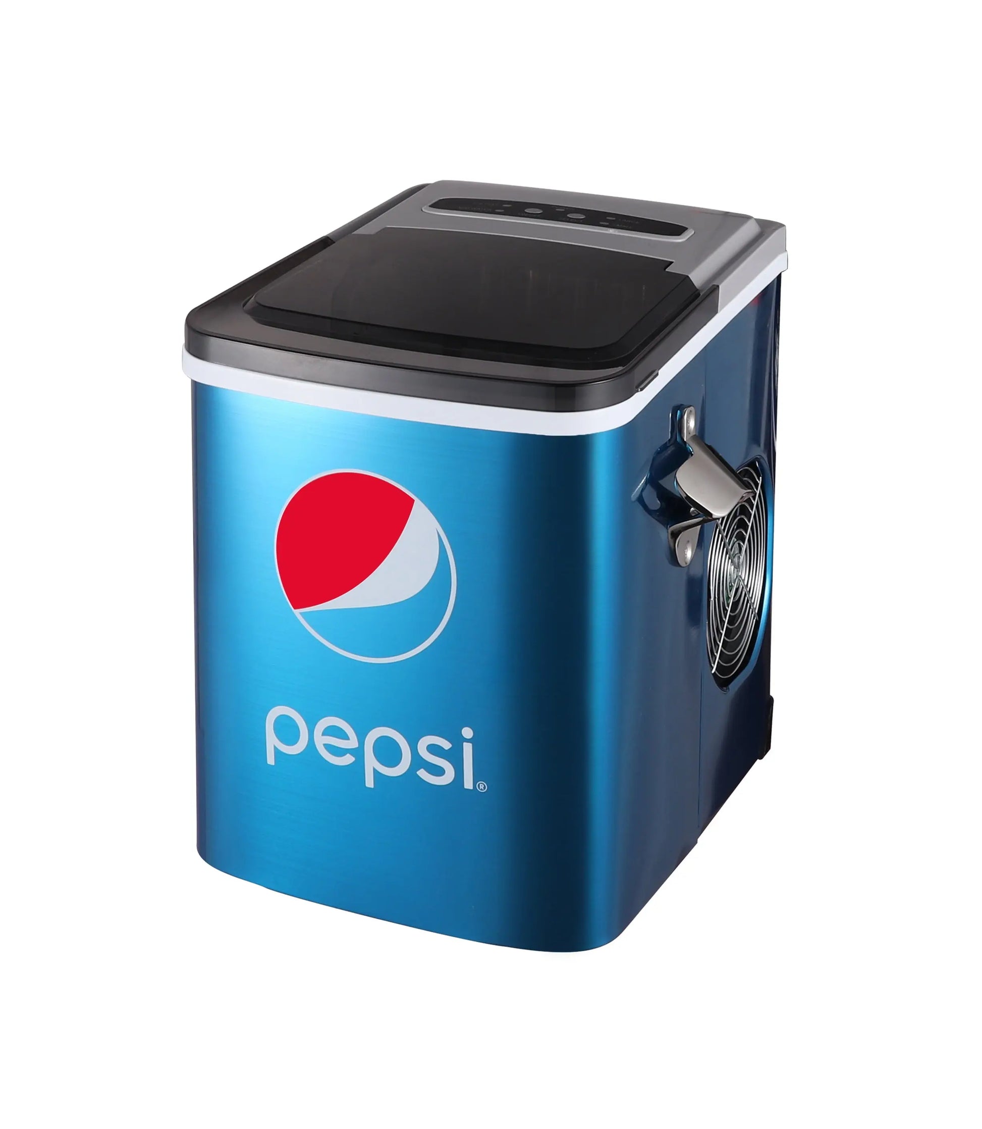 Pepsi 26 Lbs. Stainless Steel Ice Maker, Built in Bottle Opener - Blue | Fridge.com