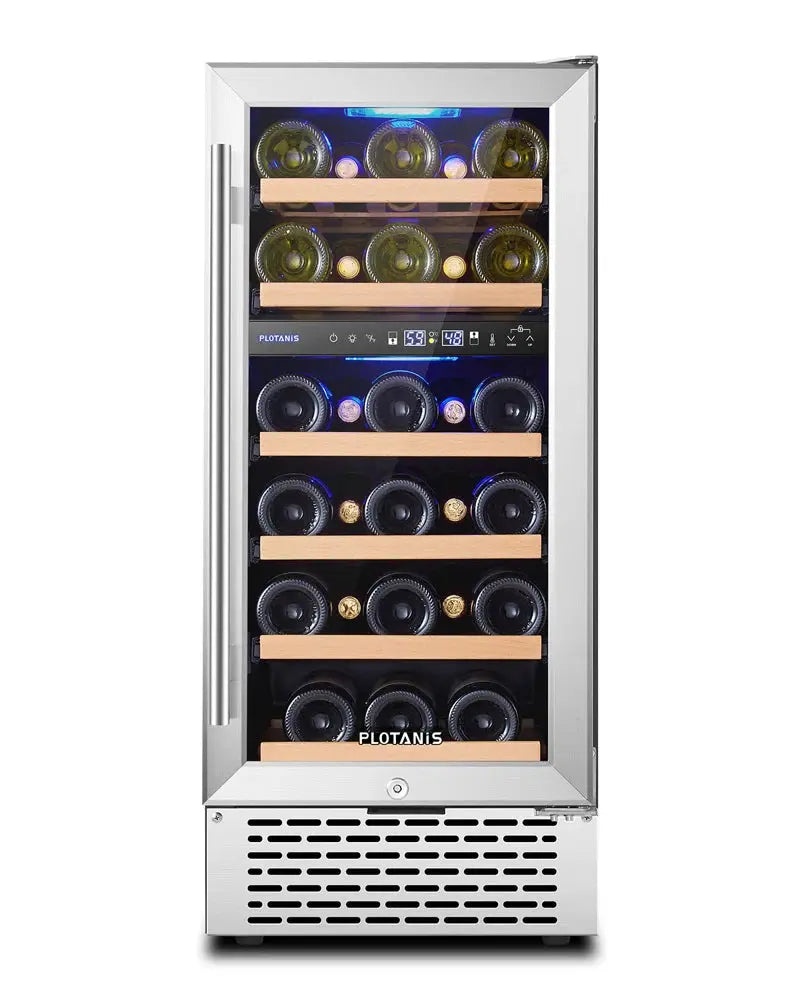 Plotanis 15'' 28 Bottle Dual Zone Wine Refrigerator | Fridge.com