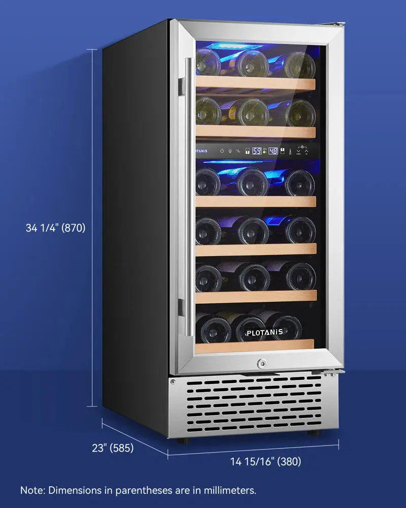 Plotanis 15'' 28 Bottle Dual Zone Wine Refrigerator | Fridge.com