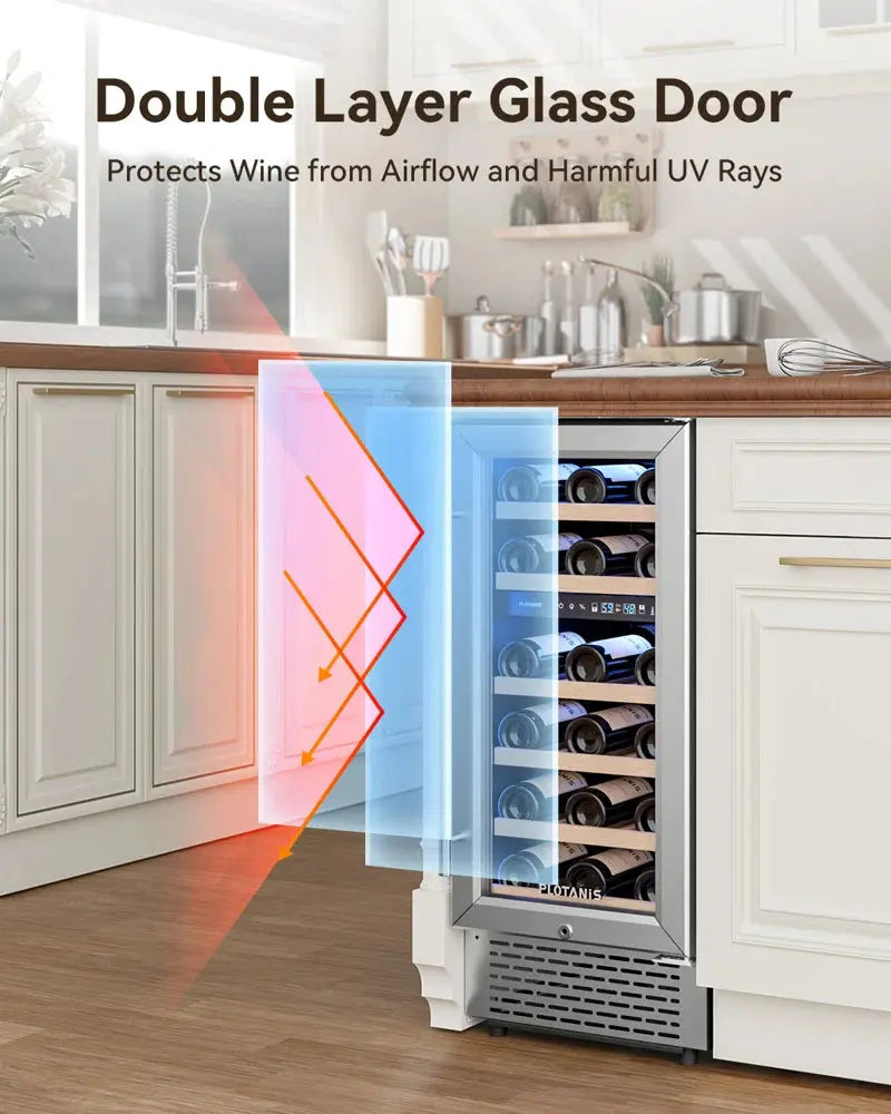 Plotanis 15'' 28 Bottle Dual Zone Wine Refrigerator | Fridge.com