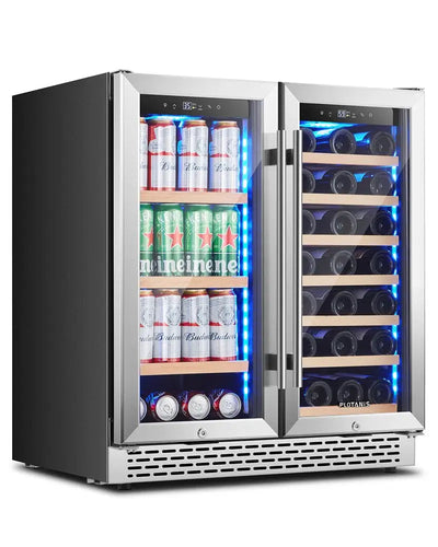 Plotanis 30'' 33 Bottle and 80 Can Dual Zone Wine & Beverage Refrigerator | Fridge.com