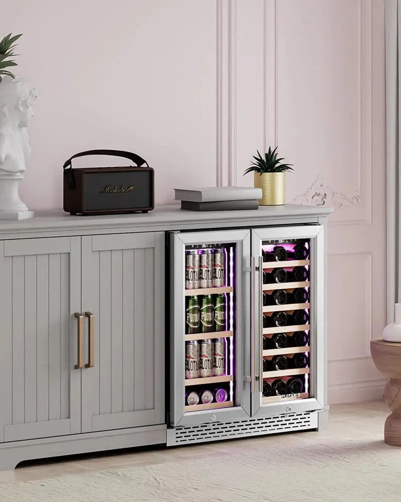 Plotanis 30'' 33 Bottle and 80 Can Dual Zone Wine & Beverage Refrigerator | Fridge.com