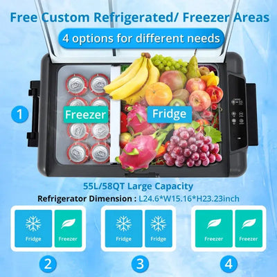 Portable 1.95 Cubic Feet Freezer with Adjustable Temperature Controls and LED Light | Fridge.com