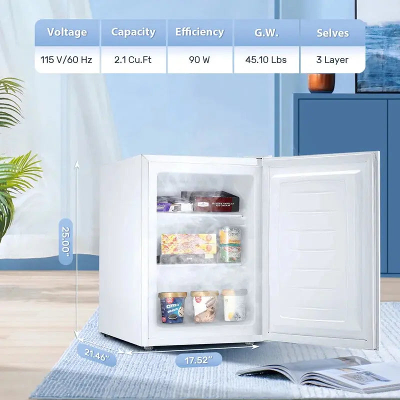 Portable 2.1 Cubic Feet Frost-Free Upright Freezer with Adjustable Temperature Controls | Fridge.com