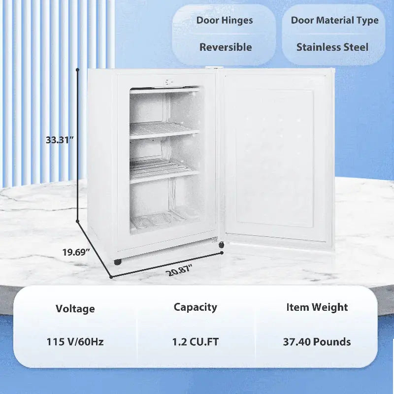 Portable 2.3 Cubic Feet Frost-Free Upright Freezer with Adjustable Temperature Controls | Fridge.com