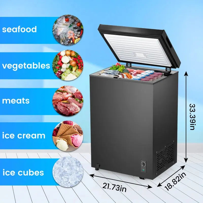 Portable 3.4 Cubic Feet Garage Ready Chest Freezer with Adjustable Temperature Controls | Fridge.com