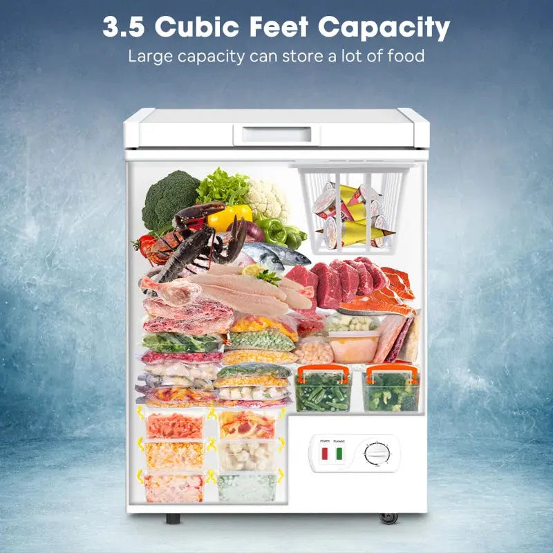 Portable 3.5 Cubic Feet Chest Freezer with Adjustable Temperature Controls | Fridge.com