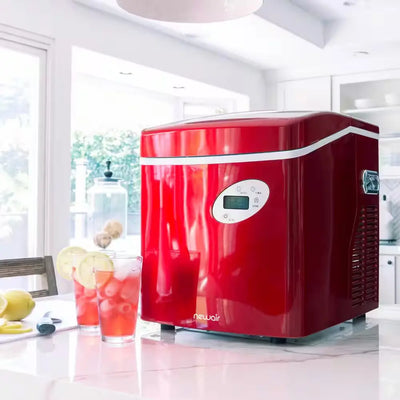 Portable 50 Lb. of Ice a Day Countertop Ice Maker BPA Free Parts with 3 Ice Sizes and Easy to Clean - Red | Fridge.com