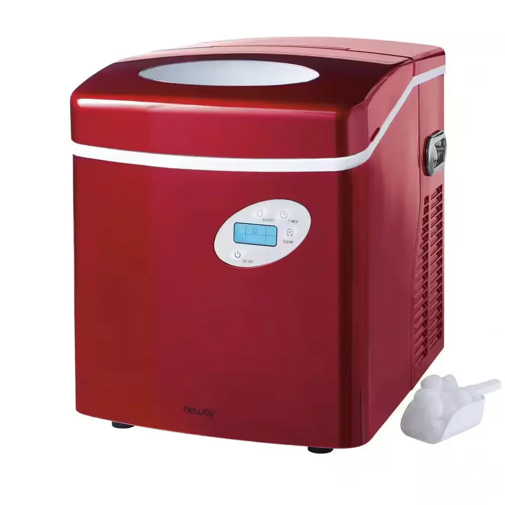 Portable 50 Lb. of Ice a Day Countertop Ice Maker BPA Free Parts with 3 Ice Sizes and Easy to Clean - Red | Fridge.com