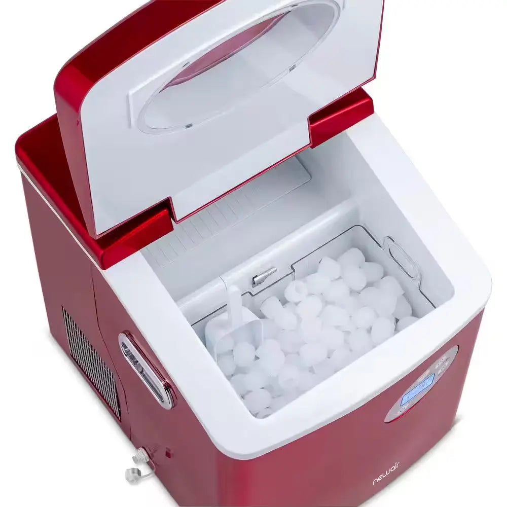 Portable 50 Lb. of Ice a Day Countertop Ice Maker BPA Free Parts with 3 Ice Sizes and Easy to Clean - Red | Fridge.com