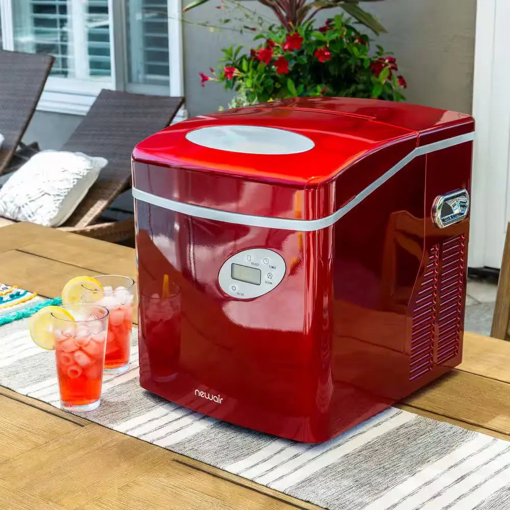 Portable 50 Lb. of Ice a Day Countertop Ice Maker BPA Free Parts with 3 Ice Sizes and Easy to Clean - Red | Fridge.com