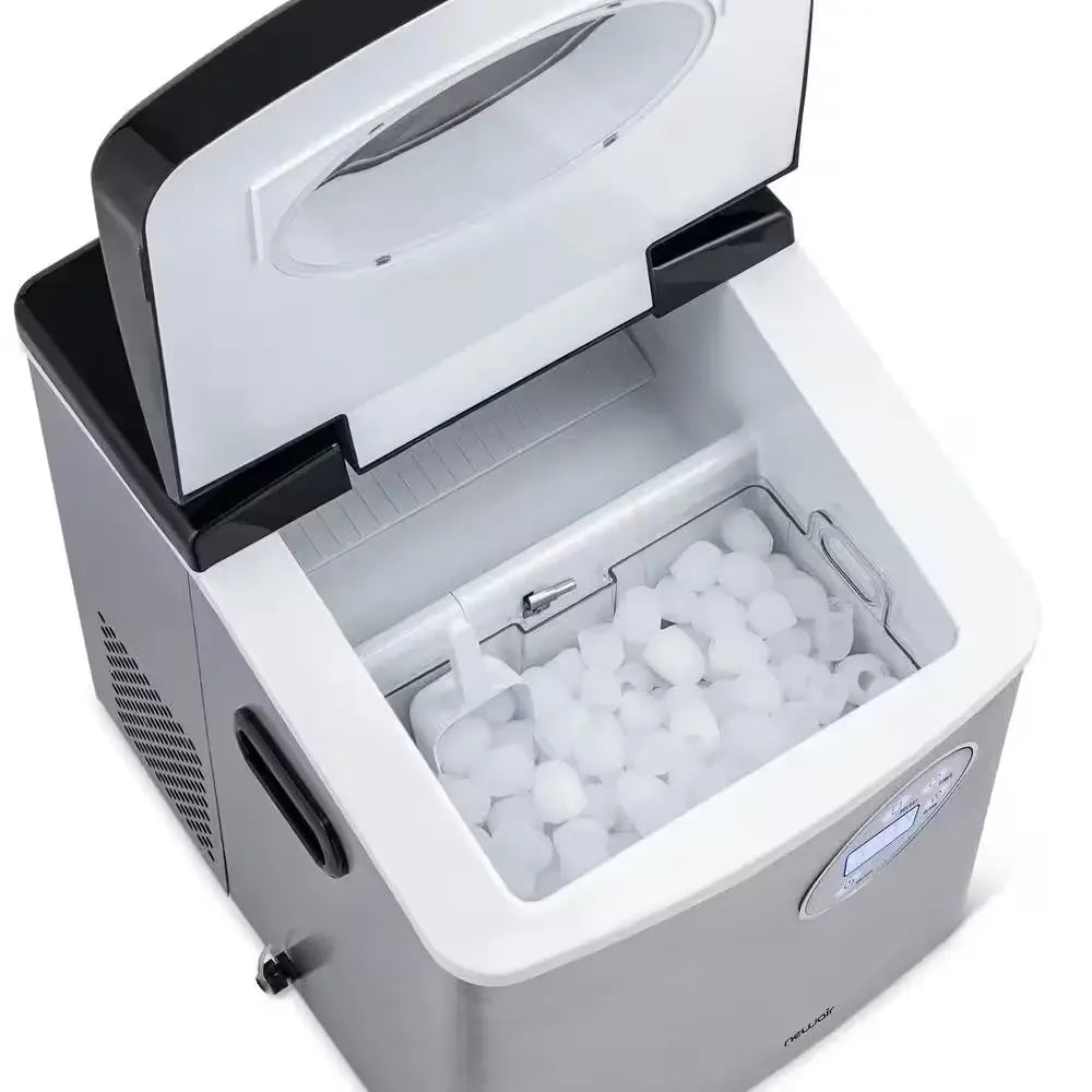 Portable 50 Lb. of Ice a Day Countertop Ice Maker BPA Free Parts with 3 Ice Sizes and Easy to Clean - Stainless Steel | Fridge.com