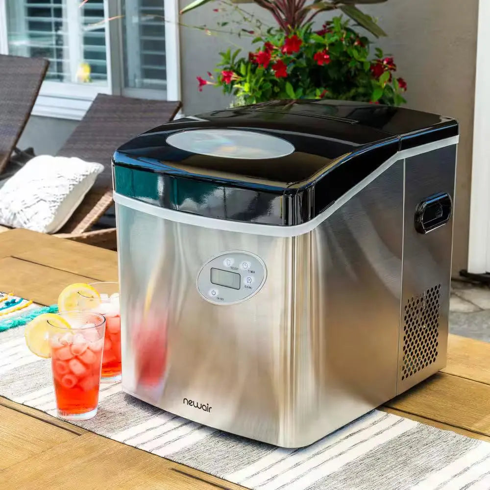 Portable 50 Lb. of Ice a Day Countertop Ice Maker BPA Free Parts with 3 Ice Sizes and Easy to Clean - Stainless Steel | Fridge.com