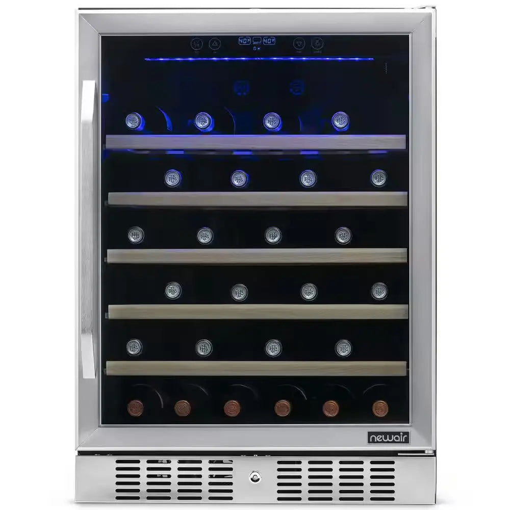 Single Zone 52-Bottle Built-In Wine Cooler Fridge W/ Precision Digital Thermostat & Beech Wood Shelves - Stainless Steel | Fridge.com