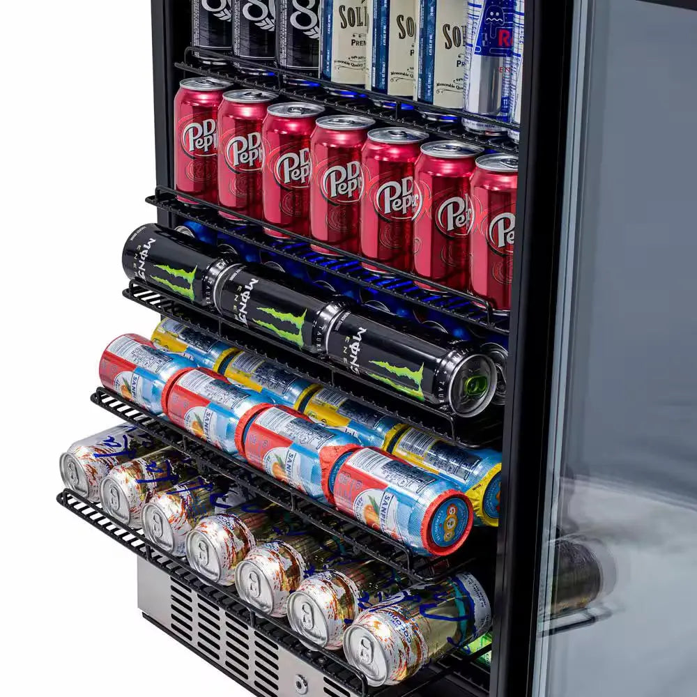 24 In. 177 (12 Oz) Can Built-In Beverage Cooler Fridge W/ Precision Temp. Controls, Adjustable Shelves - Stainless Steel | Fridge.com