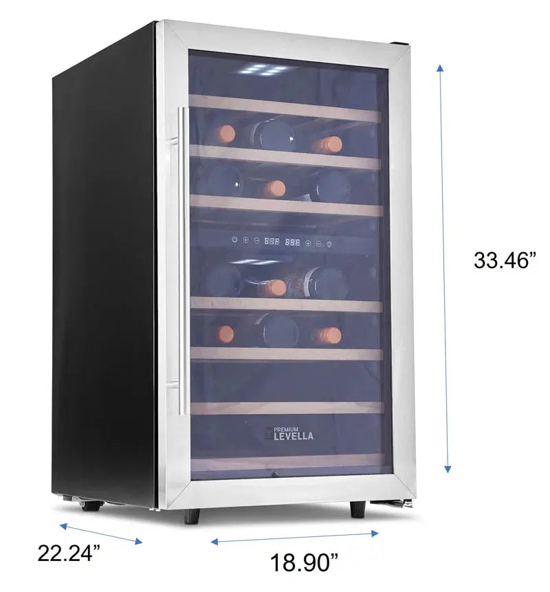 Premium Levella 18.9'' 43 Bottle Dual Zone Freestanding Wine Refrigerator | Fridge.com